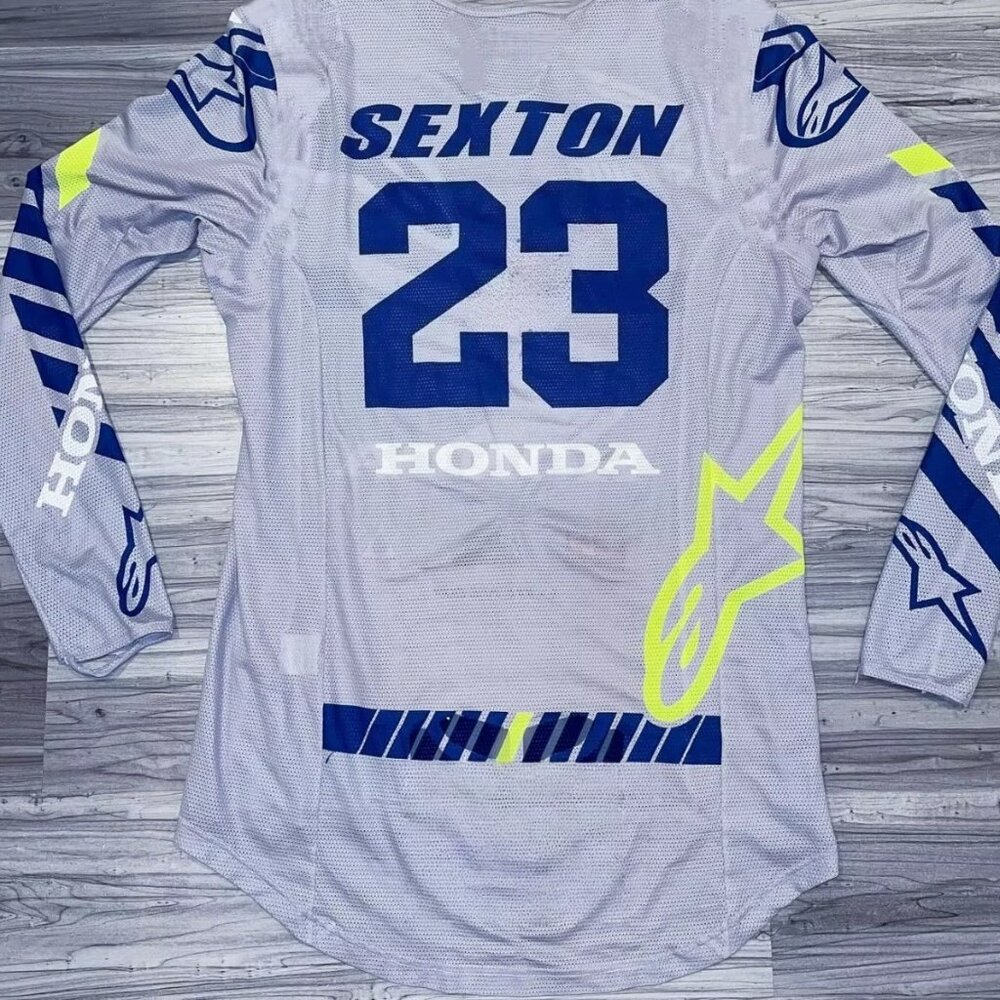 Honda Men's Grey and Blue Shirt